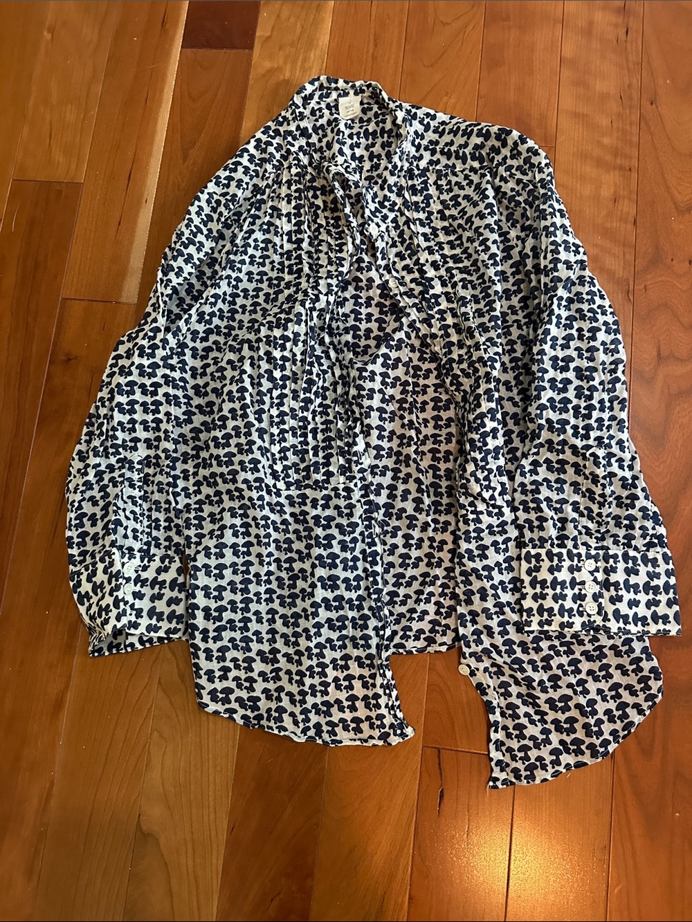 J. Crew White and Navy Printed Button-Down Shirt